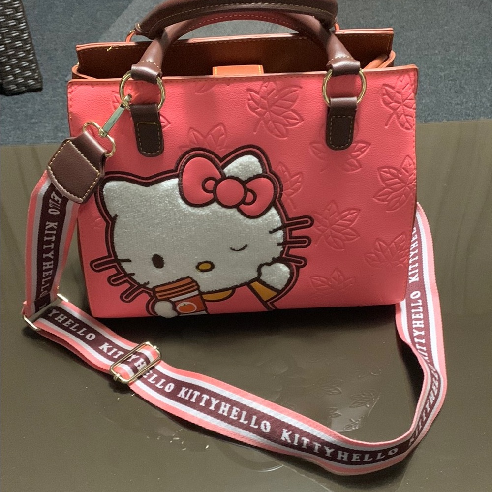 LOUNGEFLY X SANRIO HELLO KITTY PUMPKIN SPICED LATTE WAVE CROSSBODY BAG